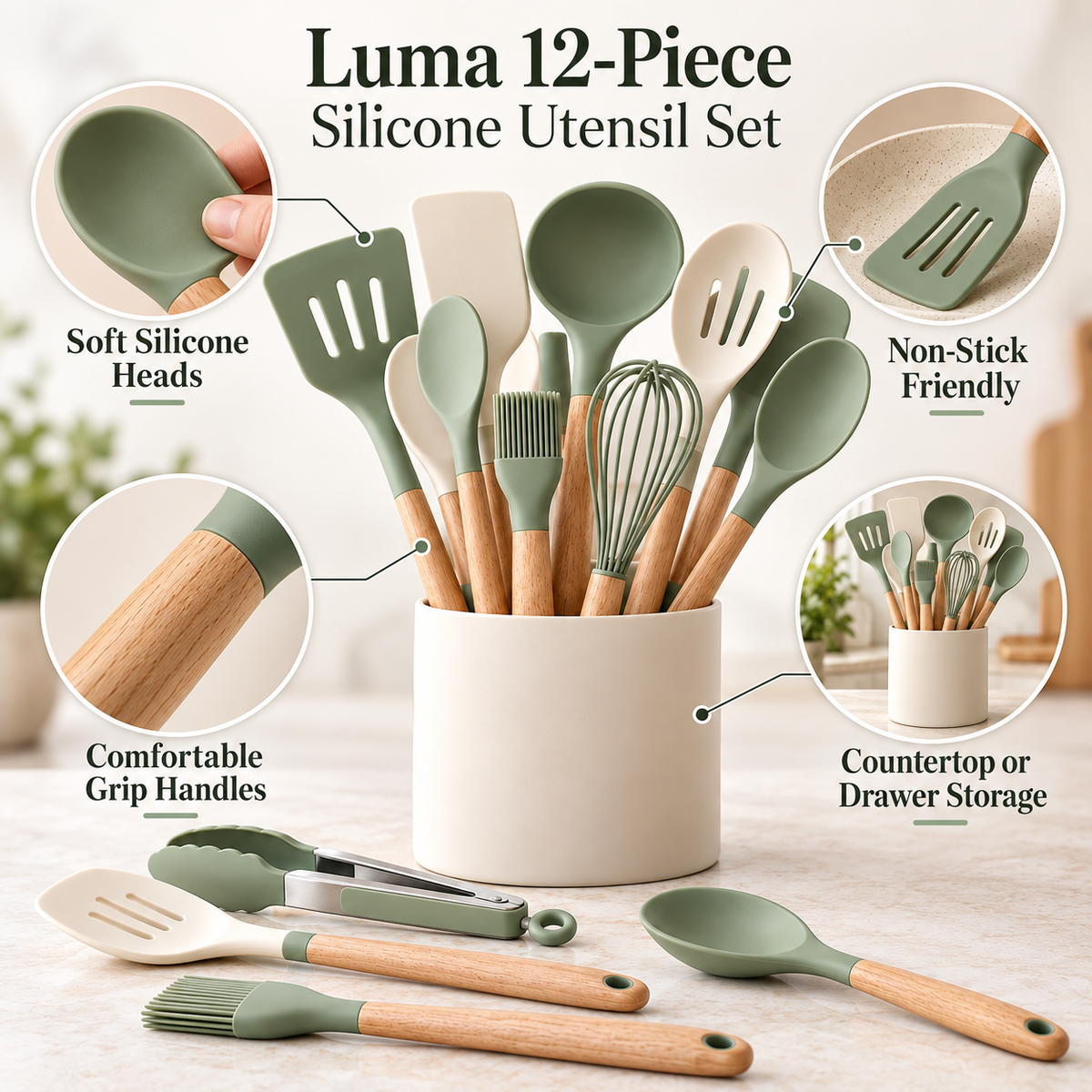 Luma 12-Piece Silicone Utensil Set